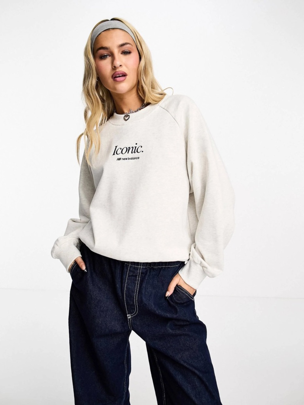 New Balance Crewneck Sweatshirt - Light Heather Gray - size S